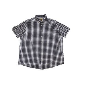 The Foundry Supply Co Mens 2XLT Plaid Shirt Navy White Gingham Comfort Stretch